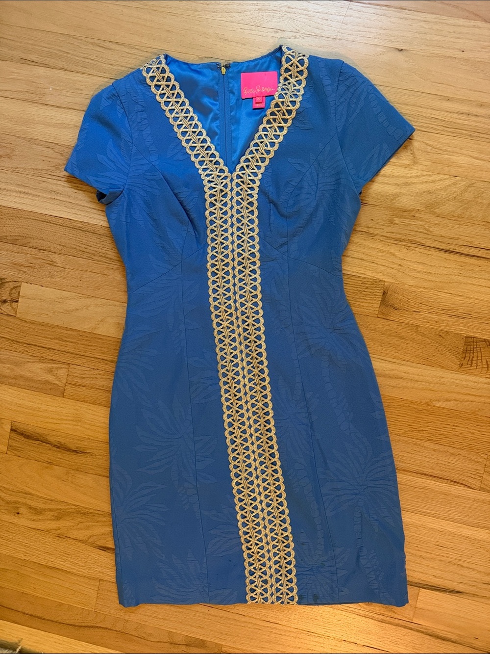 Lilly Pulitzer Royal Blue One-Piece Swim Cover-Up with Gold Trim